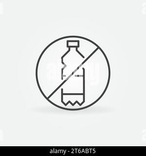 Vector No Plastic Bottle outline concept minimal icon or design element Stock Vector