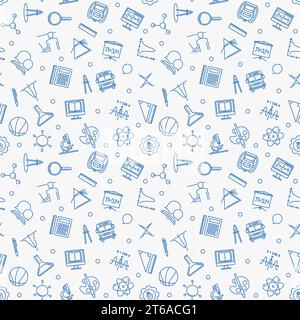 Welcome back to school vector outline minimal seamless pattern or background Stock Vector
