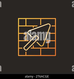 Masonry and Trowel vector concept colored linear icon or logo on dark background Stock Vector