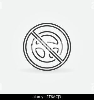 Steering Wheel Inside Forbidden Sign vector concept icon or symbol in outline style Stock Vector