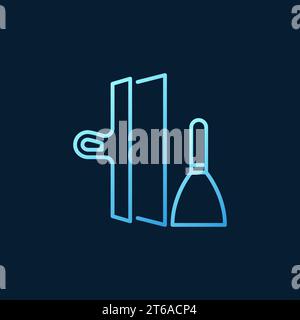 Spatulas vector concept colored outline icon or logo on dark background Stock Vector