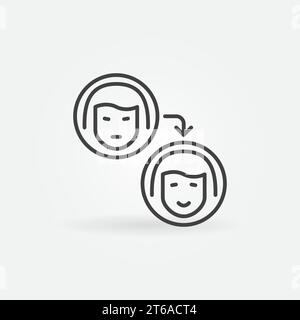 Deepfake outline icon. Vector Woman Face Swap concept linear symbol or design element Stock Vector