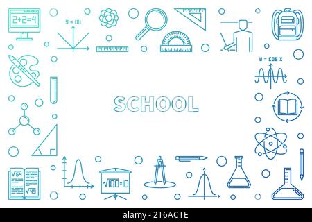 School concept modern outline frame - vector illustration on white background Stock Vector