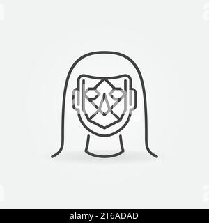 Woman Face Detection or Recognition vector thin line concept icon or design element Stock Vector