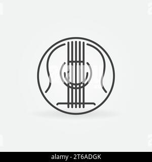 Acoustic Guitar vector concept round icon or symbol in thin line style Stock Vector