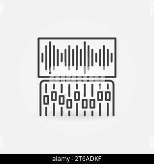 Mixer or Controller and Sound Wave outline icon. Sound Design vector concept linear symbol Stock Vector