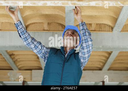 portrait of a worker building a site Stock Photo