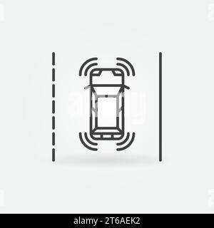 Autonomous Self-Driving Vehicle on the road linear vector concept icon or logo element Stock Vector
