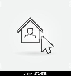 Mouse Click on House linear icon. Vector Work at Home concept symbol Stock Vector