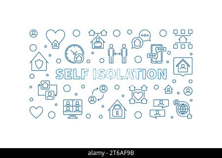 Self Isolation vector concept outline horizontal illustration or banner Stock Vector