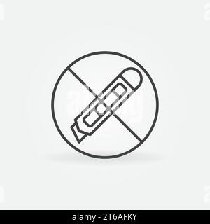 Cutter or Knife Prohibited vector concept icon or symbol in thin line style Stock Vector