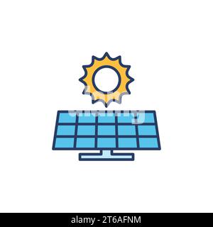 Sun and Solar Panel vector Renewable Energy concept colored icon or logo element Stock Vector
