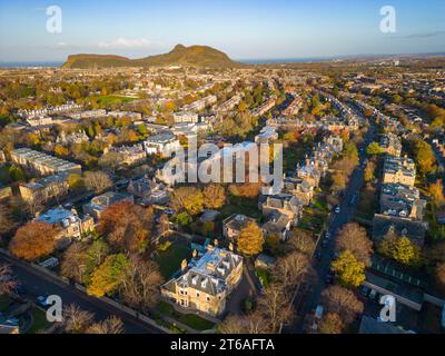 View over suburb of Blackford with many large detached houses in autumn, Edinburgh, Scotland, UK Stock Photo