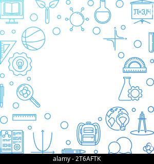 School concept blue modern outline frame - vector illustration Stock Vector