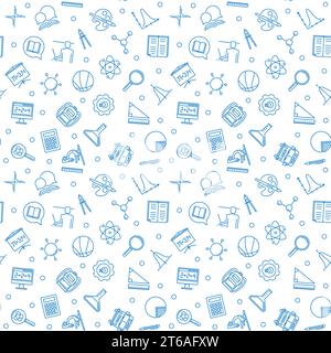 Welcome Back to School vector seamless pattern in thin line style Stock Vector