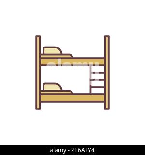 Two-Tier Bed vector concept colored icon. Bunk creative sign Stock Vector