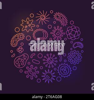 Coronavirus in Turkey vector round concept colorful line illustration on dark background Stock Vector