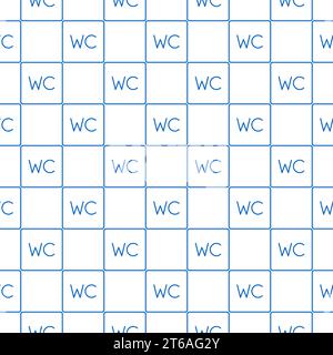 WC vector concept seamless pattern in thin line style Stock Vector