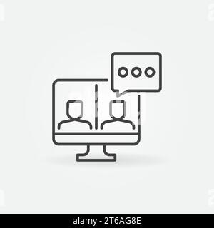 Computer with Video Conference outline vector concept icon or design element Stock Vector