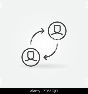 People inside Circle with Arrows line icon. Partnership vector outline concept symbol or design element Stock Vector