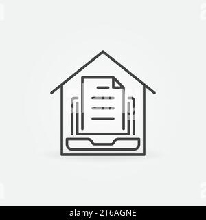 House with Laptop line icon. Vector Work at Home concept symbol or logo element Stock Vector