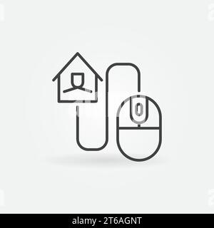 House with Computer Mouse linear icon. Work From Home vector thin line concept symbol Stock Vector