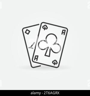 Vector Poker Pair of Aces outline concept icon or logo element Stock Vector