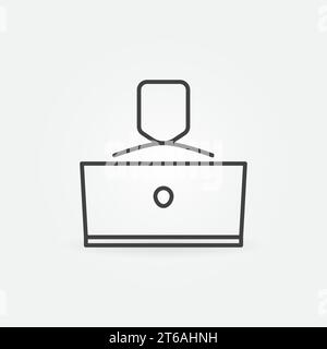 Man working on Laptop linear vector concept icon or logo element Stock Vector