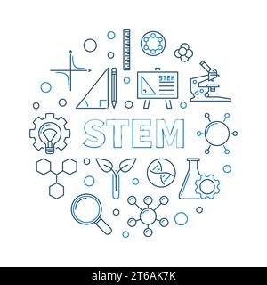 STEM round minimal vector creative illustration - Science banner in ...