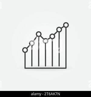 Line Chart with Circles vector concept icon or sign in outline style Stock Vector