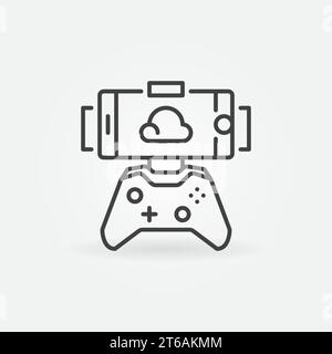 Cloud Gaming on Smartphone with Gamepad vector outline concept icon or design element Stock Vector