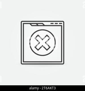 Web Page with Cross vector thin line concept Error icon or design element Stock Vector