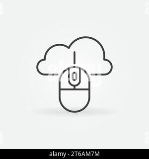 Computer Mouse with Cloud vector concept icon or symbol in thin line style Stock Vector
