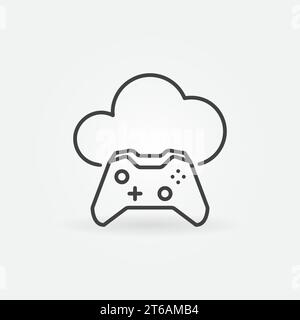Game Controller with Cloud outline icon. Vector Cloud Gaming concept line symbol Stock Vector