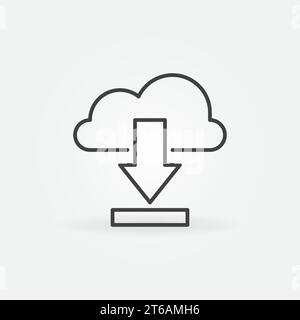 Download from Cloud vector concept icon or symbol in thin line style Stock Vector