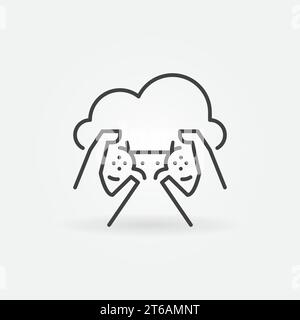 Cloud Gaming outline icon - vector playing game remotely from a cloud linear concept symbol or logo element Stock Vector