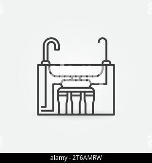 Reverse Osmosis Water System under the Sink outline vector concept icon or design element Stock Vector