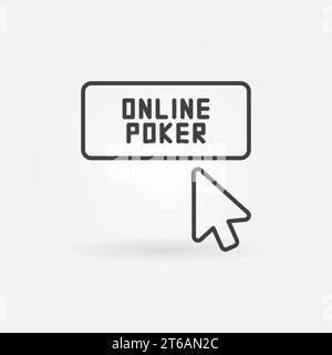 Mouse click on Online Poker button vector outline icon or sign Stock Vector