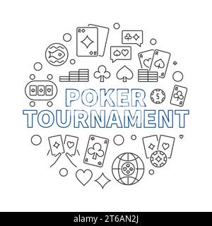 Poker Tournament vector concept outline circular simple illustration Stock Vector