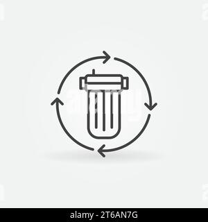 Replacing the Water Filter vector concept icon or symbol in thin line style Stock Vector