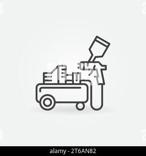 Air Compressor with Car Paint Spray Gun outline vector concept icon or design element Stock Vector