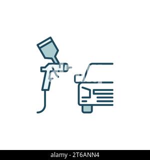 Paint Spray Gun with Car vector colored icon - Auto Body Painting concept symbol Stock Vector