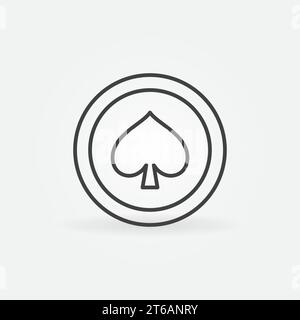 Spades Card Suit vector concept icon or symbol in thin line style Stock Vector
