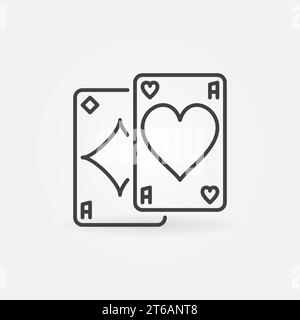 Vector Pair of Aces minimal concept line icon or logo element Stock Vector