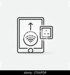 Tablet with WiFi and UK Smart Socket vector concept outline icon or logo Stock Vector