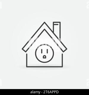 US Socket inside House outline icon. Vector american smart home concept linear symbol Stock Vector