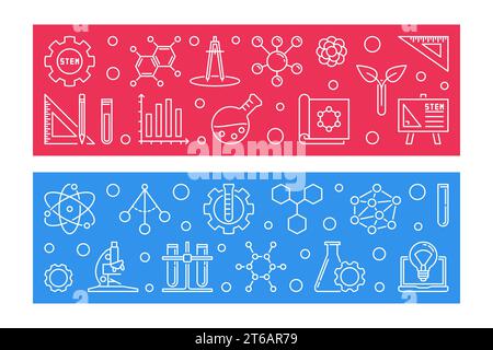 STEM Education vector concept outline creative banners Stock Vector
