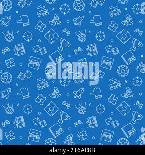 Video Games vector concept outline seamless pattern or background Stock Vector