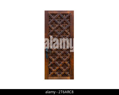 vintage wooden door isolated on white background Stock Photo