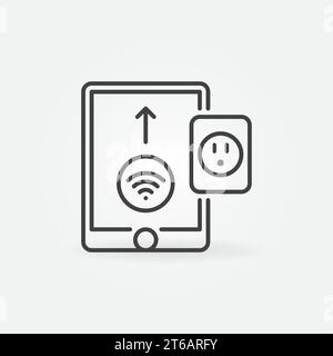 Tablet with wi fi and US Smart Socket vector concept outline icon Stock Vector